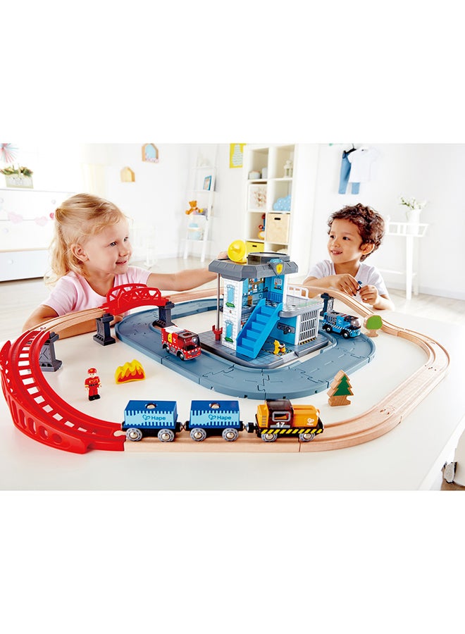 هيب شاحنة إطفاء هايب مع صفارة وسلالم متحركة | مجموعة ألعاب رجال الإطفاء من قطعتين مع إضاءة وصوت | لعب تخيلي للأطفال | طلاء آمن - Image 5