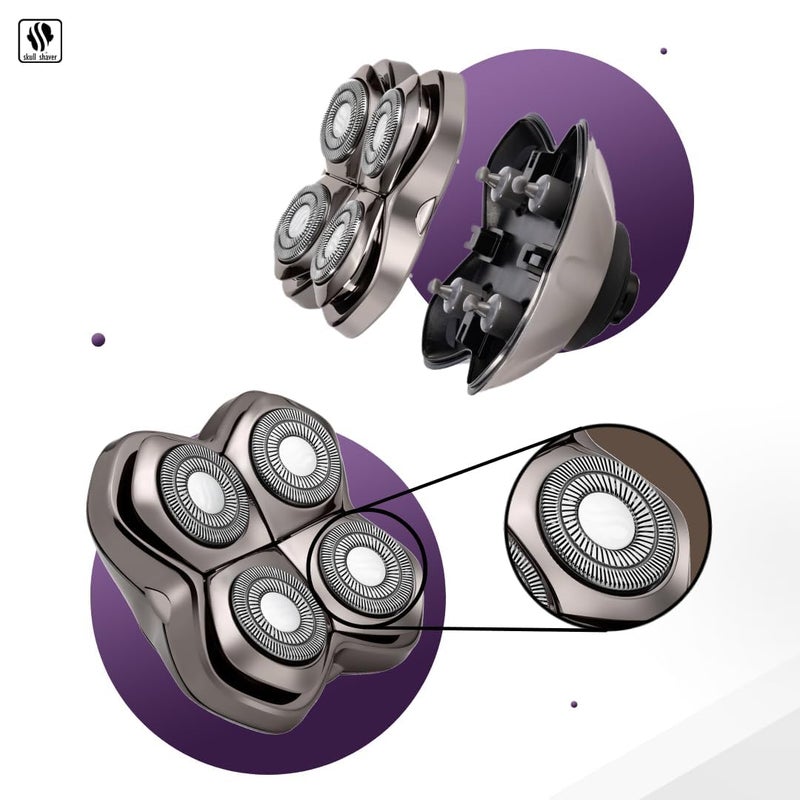 Skull Shaver شفرة استبدال بارون برو 4 لرأس ماكينة حلاقة سكول شيفر بيتبول، بالم وبتيرفلاي كيس - شفرة ماكينة حلاقة كهربائية للرجال، شفرة حلاقة، ماكينة حلاقة رأس بشفرة واحدة - Image 5