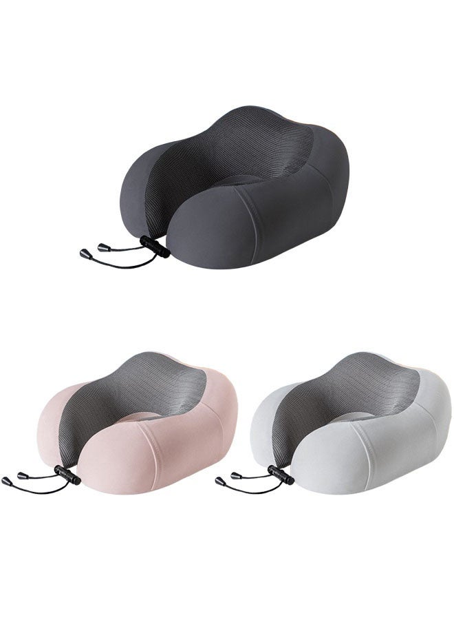 Hanayo Neck Pillow Travel Neck Pillow Practical Ergonomic Travel Pillow Aircraft Comfortable U Shape Memory Foam Neck Pillow for Camping Trips Office Hotel Travel(Darkgrey) - Image 3