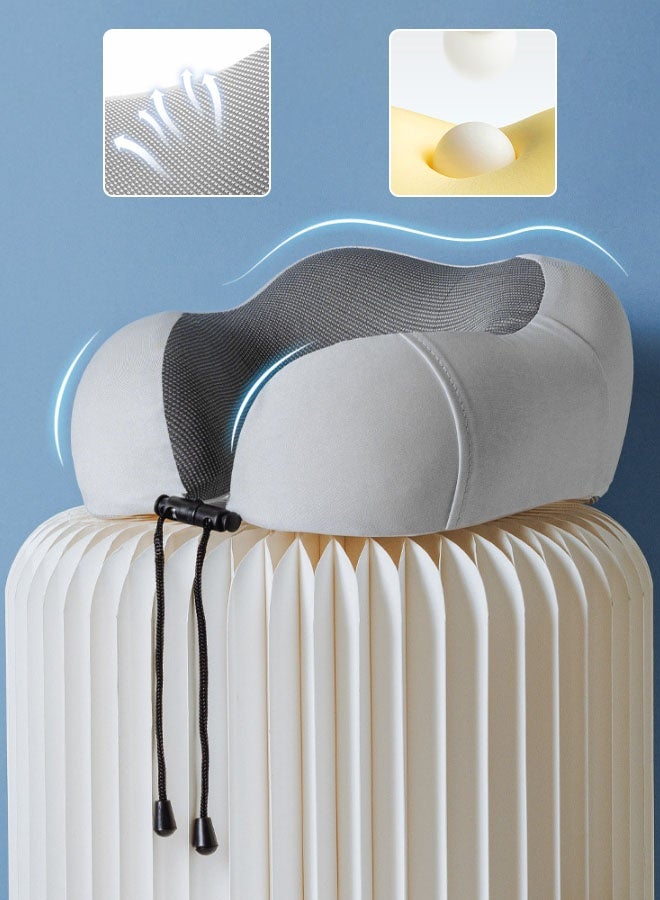 Hanayo Neck Pillow Travel Neck Pillow Practical Ergonomic Travel Pillow Aircraft Comfortable U Shape Memory Foam Neck Pillow for Camping Trips Office Hotel Travel(Darkgrey) - Image 5
