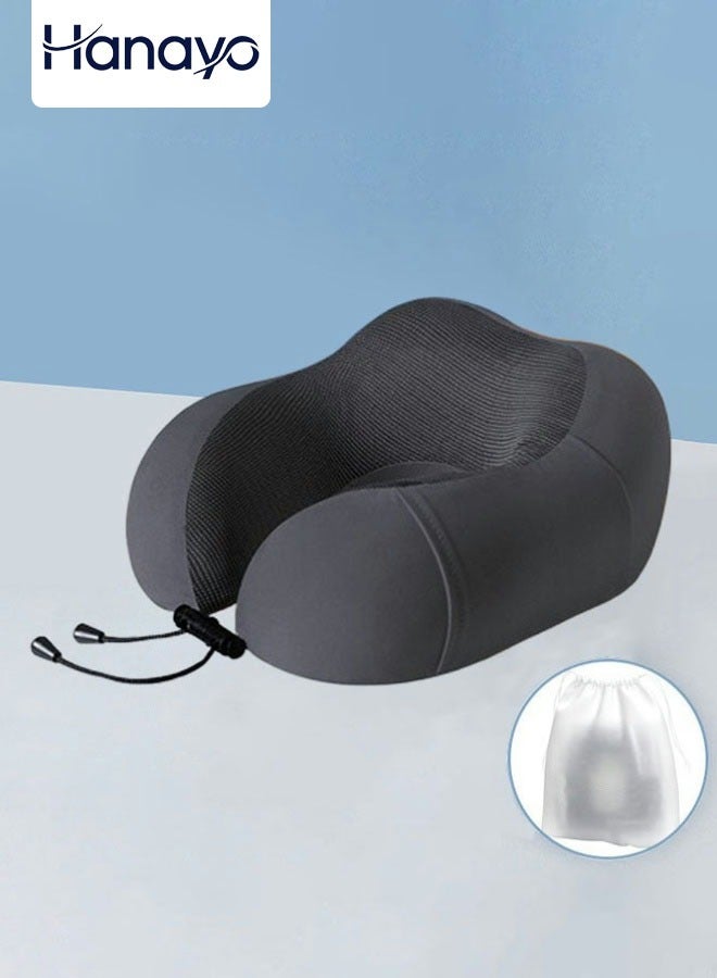 Hanayo Neck Pillow Travel Neck Pillow Practical Ergonomic Travel Pillow Aircraft Comfortable U Shape Memory Foam Neck Pillow for Camping Trips Office Hotel Travel(Darkgrey) - Image 1