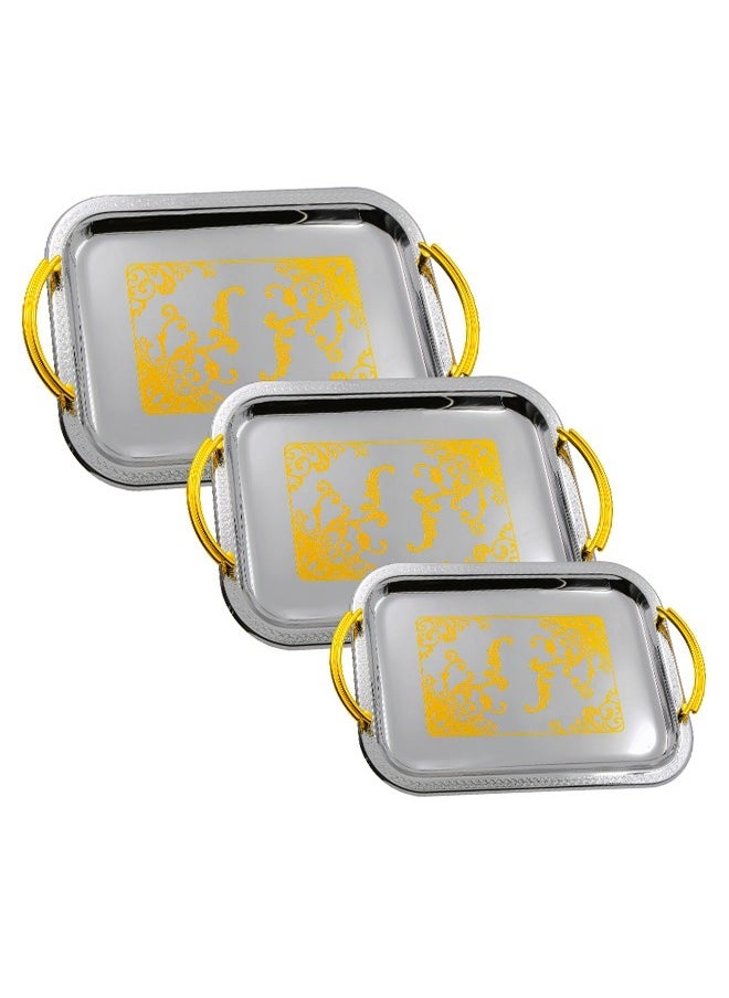 BASURRAH 3 Pieces Steel Serving Tray Set  - Image 1