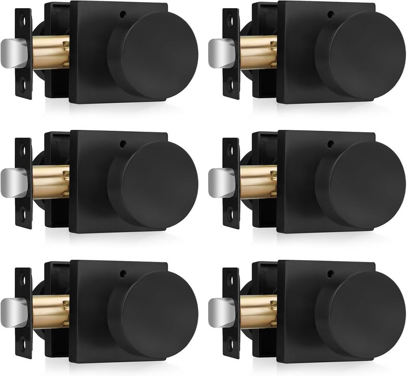 Haidms Matte Black Door Knobs Interior Privacy, Heavy Duty Square Black Interior Door Knobs for Bedroom, Zinc Alloy Privacy Door Knob Bathroom (6 Pack) - Image 1