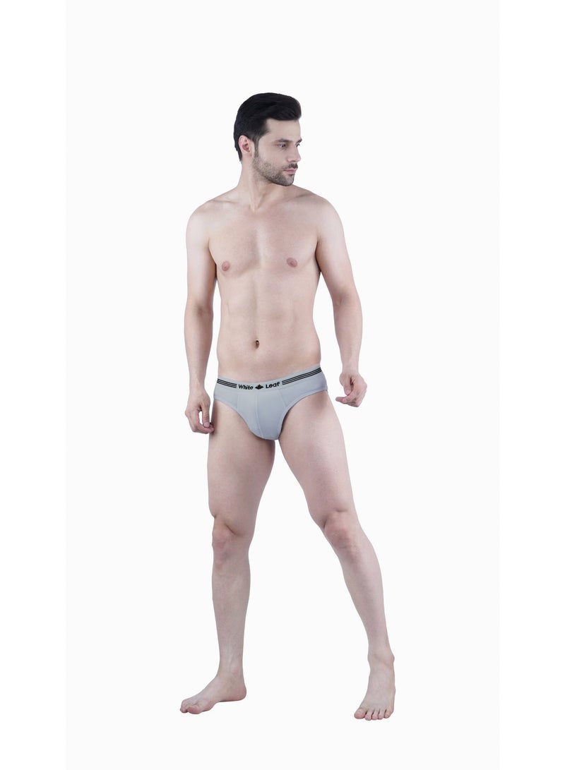 White Leaf Men’s Brief 3PCS OE BK/GYM/NV WLMBOEUG-06-S | 100% Combed Cotton Breathable Comfort Fit | Soft Skin-Friendly Innerwear - Image 4