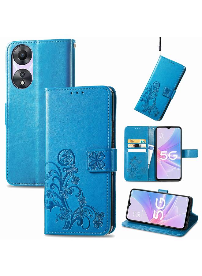 اس-توب جراب لهاتف OPPO A78، جراب هاتف جلدي منقوش بأربع أوراق - Image 1