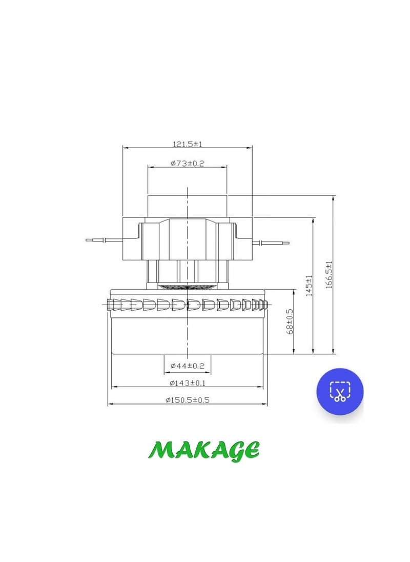 MAKAGE Motor for Vacuum Cleaner A049C 240V 10 Amp 1200 Watt Copper Wire Double Stage Turbine  - Image 2