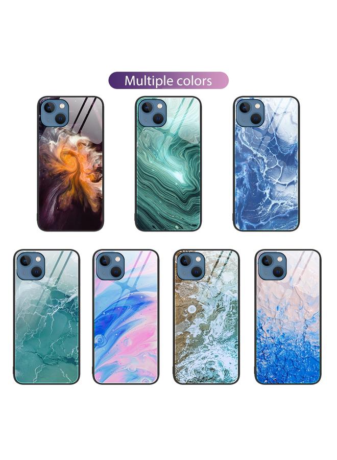 اس-توب جراب هاتف iPhone 13 بنمط رخامي من الزجاج الواقي - Image 2