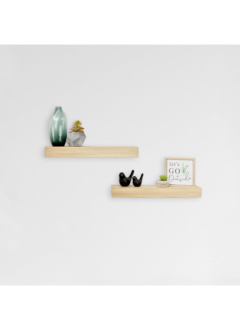 MCS MCS Natural Woodgrain Floating Shelves 18 Inch x 4 Inch Set of 2 18 x 4 