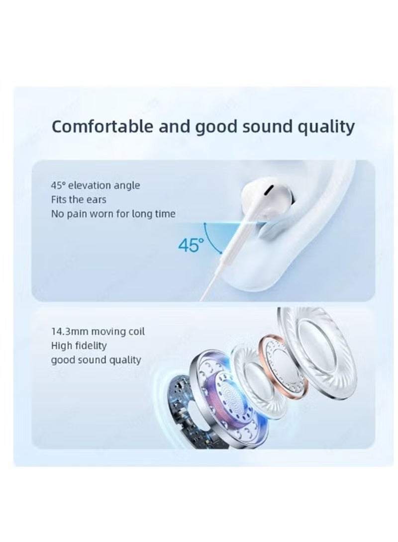 JAJEEK Lightning Wired Headphones Semi In-Ear HiFi Bass Music Earbuds with Mic - Type-C & 3.5mm Compatibility, Handfree Earphones for Samsung, Xiaomi, iPad & More - Image 2