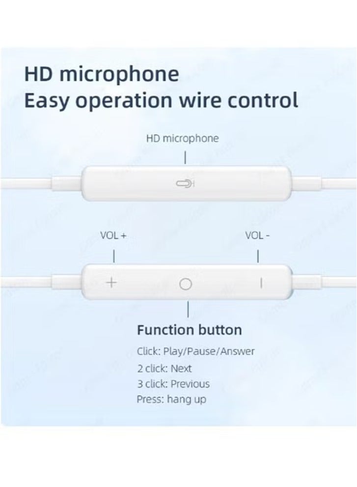 JAJEEK Lightning Wired Headphones Semi In-Ear HiFi Bass Music Earbuds with Mic - Type-C & 3.5mm Compatibility, Handfree Earphones for Samsung, Xiaomi, iPad & More - Image 3