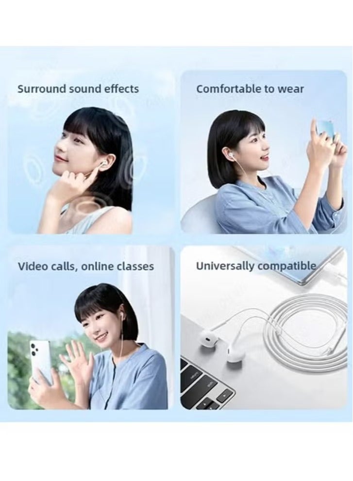 JAJEEK Lightning Wired Headphones Semi In-Ear HiFi Bass Music Earbuds with Mic - Type-C & 3.5mm Compatibility, Handfree Earphones for Samsung, Xiaomi, iPad & More - Image 5