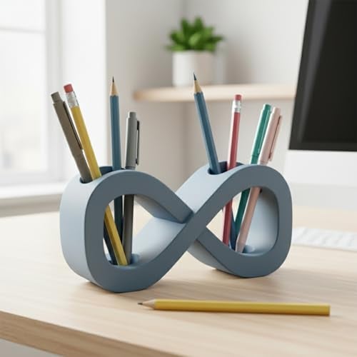 House of Quirk Dual-Purpose Pen Holder & Pencil Holder | Nest Design Desk Organizer | Multipurpose Stationery Stand for Office, Home & Study (Grey) - Image 2