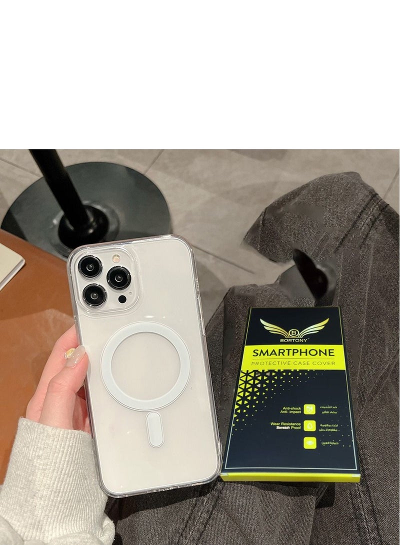 BORTONY iPhone 14 Pro Magsafe Case Slim Thin Magnetic Case Yellowing Resistant Shock Absorption Anti-Scratch Hard Back Crystal Case Phone Cover Compatible with iPhone 14 Pro 6.1 inch - Image 1