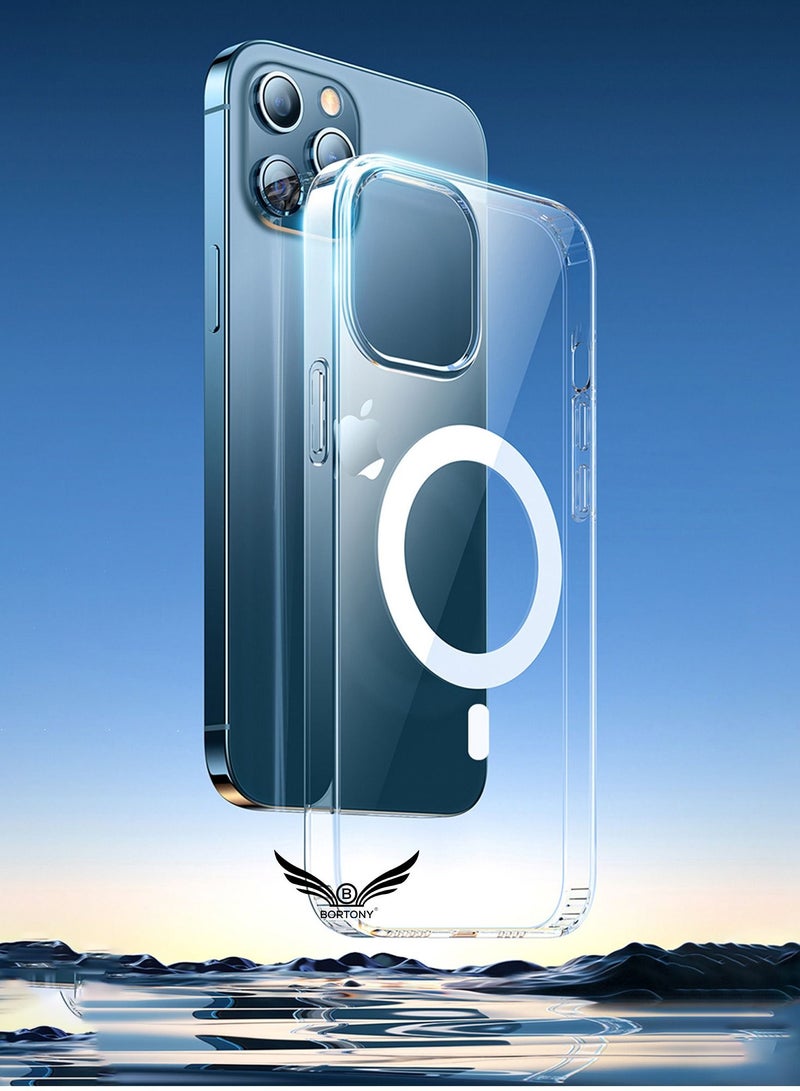 BORTONY iPhone 14 Pro Magsafe Case Slim Thin Magnetic Case Yellowing Resistant Shock Absorption Anti-Scratch Hard Back Crystal Case Phone Cover Compatible with iPhone 14 Pro 6.1 inch - Image 2