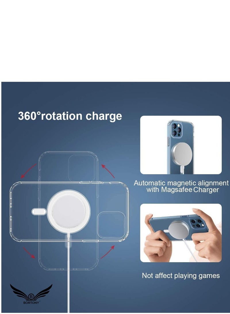 BORTONY iPhone 14 Pro Magsafe Case Slim Thin Magnetic Case Yellowing Resistant Shock Absorption Anti-Scratch Hard Back Crystal Case Phone Cover Compatible with iPhone 14 Pro 6.1 inch - Image 5