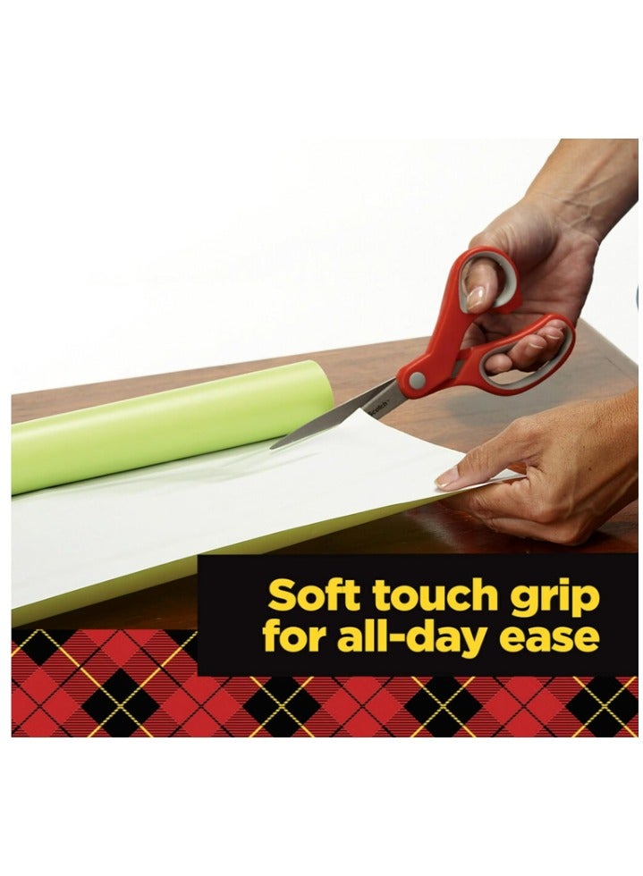 Scotch Multiporpose Scissors 8 in (20 cm) | Stainless Steel | Red and Grey color | Ergonomic Comfort Grip | Multipurpose | Office, Home and School use | Scissors | 1 scissors/pack - Image 4