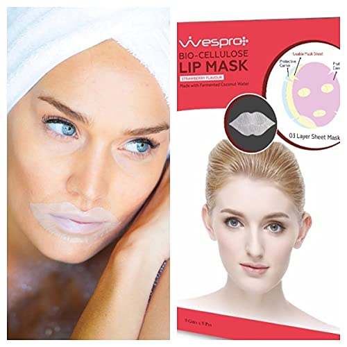 Wespro Bio Cellulose Lip Mask with HYALURONIC ACID – Made with fermented coconut water – Pack of 10 Lip Masks - Image 3