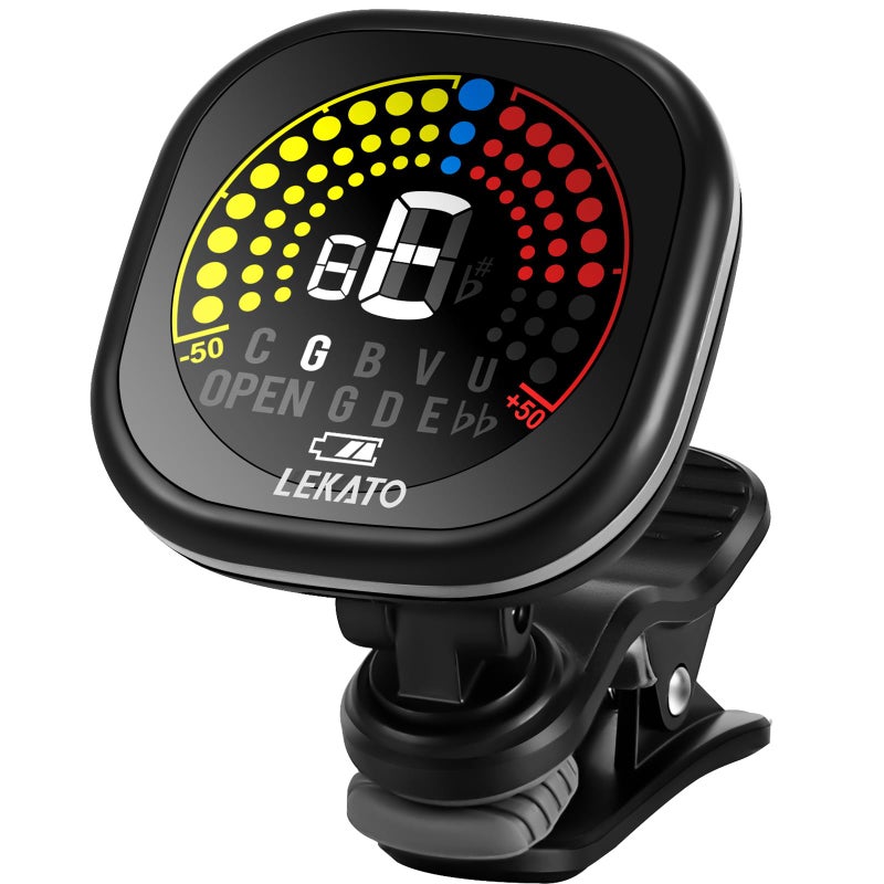 LEKATO Guitar Tuner Rechargeable, Tuner Clip On for Guitar, Bass, Chromatic, Ukulele,Violin Tuner, Fast Accuratie Tuning, Super Bright Display to Read, for Professional/Beginners - Image 1