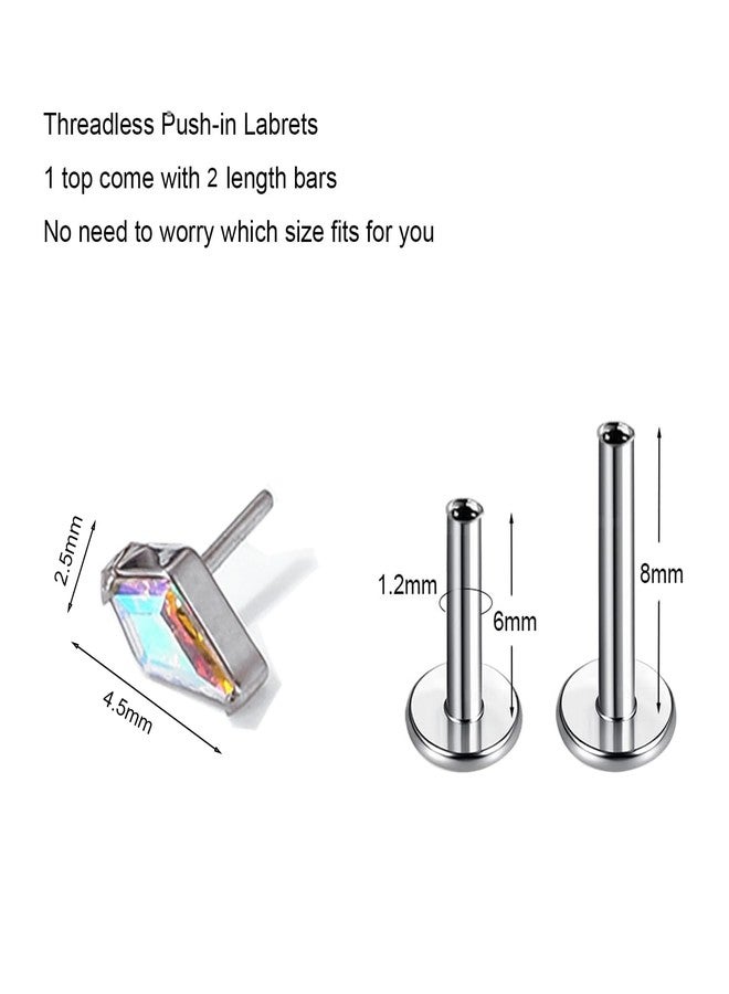 ENONTY 1pcs 16G G23 Titanium Threadless Labret Studs Push-in Colorful CZ Labret Cluster Tragus Helix Conch Lobe Rook Cartilage Push Back Sleeper Piercing Jewelry Earring Stud (Rhombus AB) - Image 2