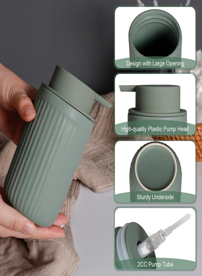 INGOFIN Ceramic Lotion Dispenser - 12oz Refillable Hand Soap Dispenser Bathroom, Modern Liquid Soap Dispenser with Pump, Dish Dispenser for Kitchen, Sage Green - Image 5