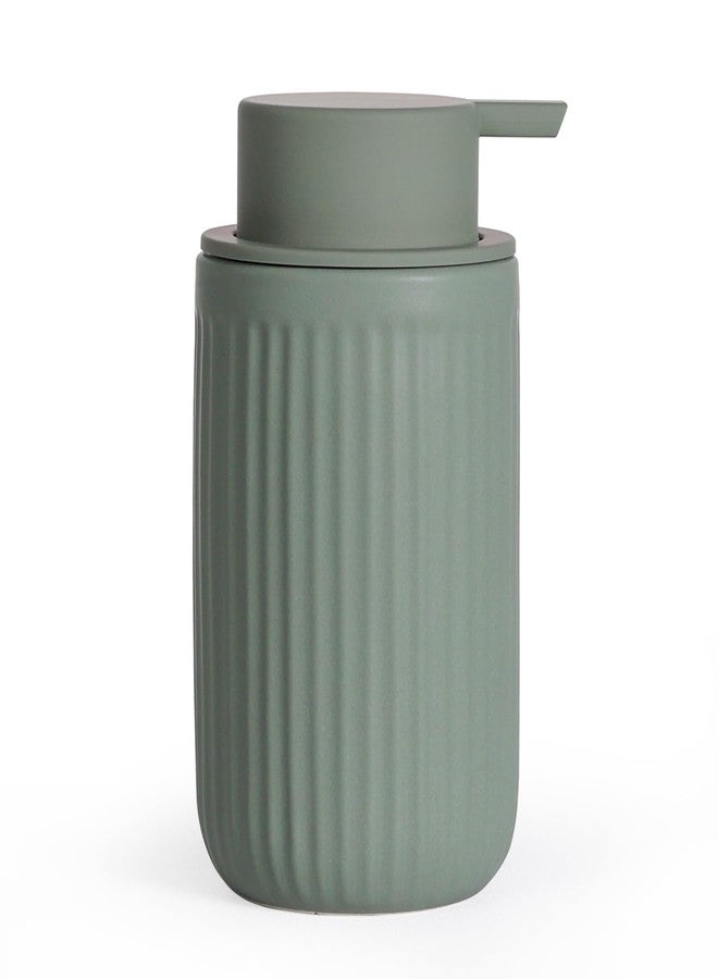 INGOFIN Ceramic Lotion Dispenser - 12oz Refillable Hand Soap Dispenser Bathroom, Modern Liquid Soap Dispenser with Pump, Dish Dispenser for Kitchen, Sage Green - Image 1