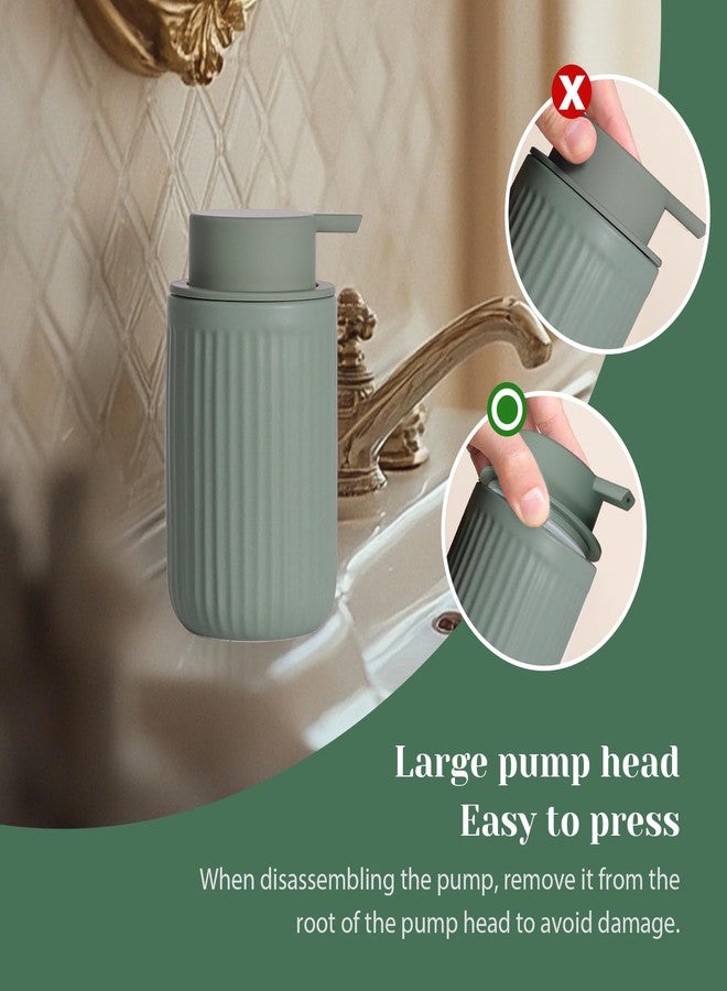 INGOFIN Ceramic Lotion Dispenser - 12oz Refillable Hand Soap Dispenser Bathroom, Modern Liquid Soap Dispenser with Pump, Dish Dispenser for Kitchen, Sage Green - Image 4