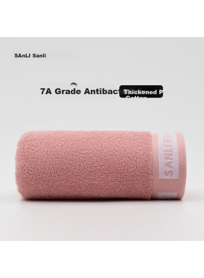 Sanli Pure Cotton Towel For Home Use, Face Washing, 7a Antibacterial, Men's Face Towel, Bathing, 100% Cotton, Absorbent, Thickened, 100g, Pink