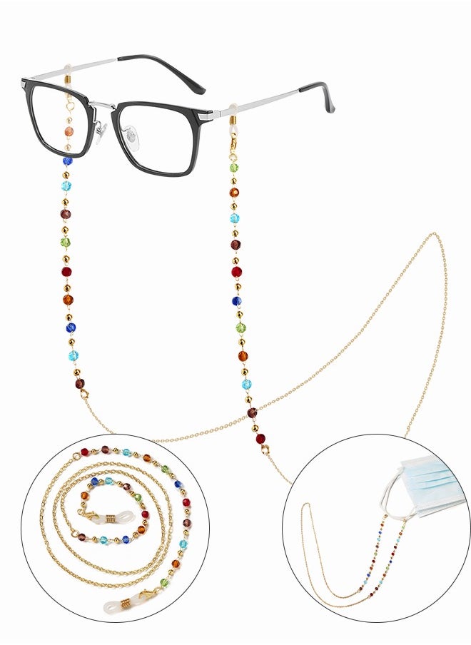 roaiss Eyeglass Chain for Women Eyewear Strap Holders around Neck Mask Lanyard Colorful Crystal Beaded Reading Glasses Cords Retainer  - Image 2