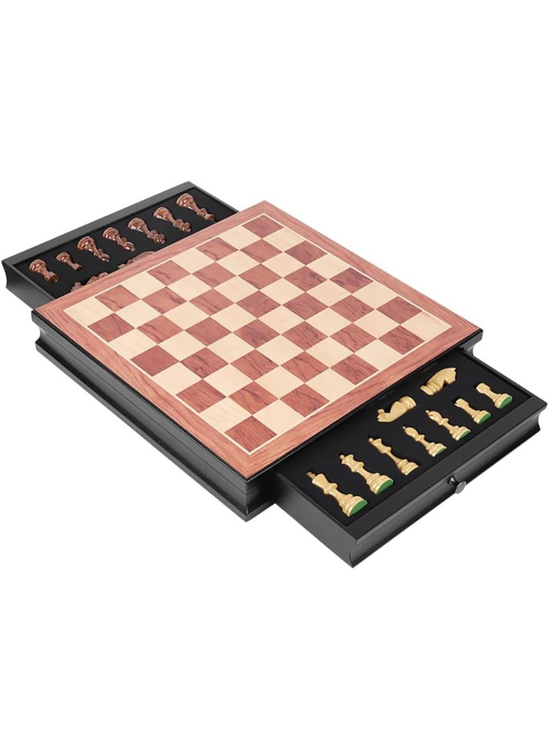 Rubik Wooden Chess Board Game Set with Storage Drawers, Premium Traditional Educational Toy for Adults & Kids Gift (Size, 45x45cm) Black/Brown - Image 1