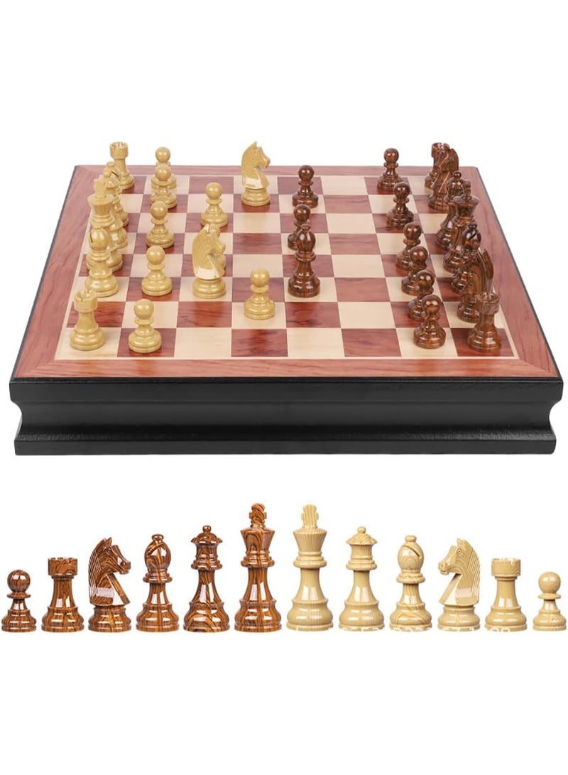 Rubik Wooden Chess Board Game Set with Storage Drawers, Premium Traditional Educational Toy for Adults & Kids Gift (Size, 45x45cm) Black/Brown - Image 2