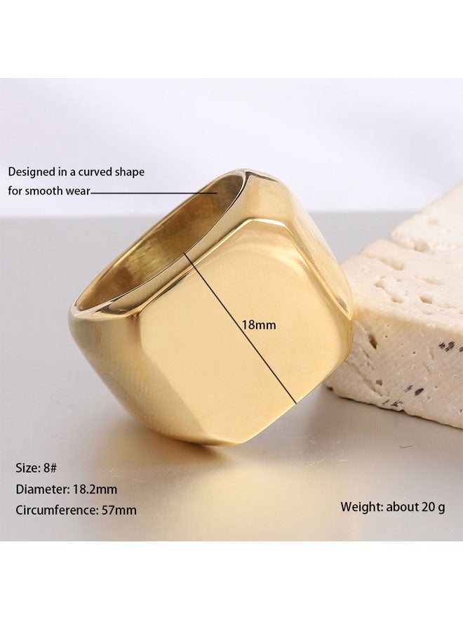 Men's Ring Retro Punk Square Titanium Steel Ring 26 Personalized English Initials(B) - Image 2