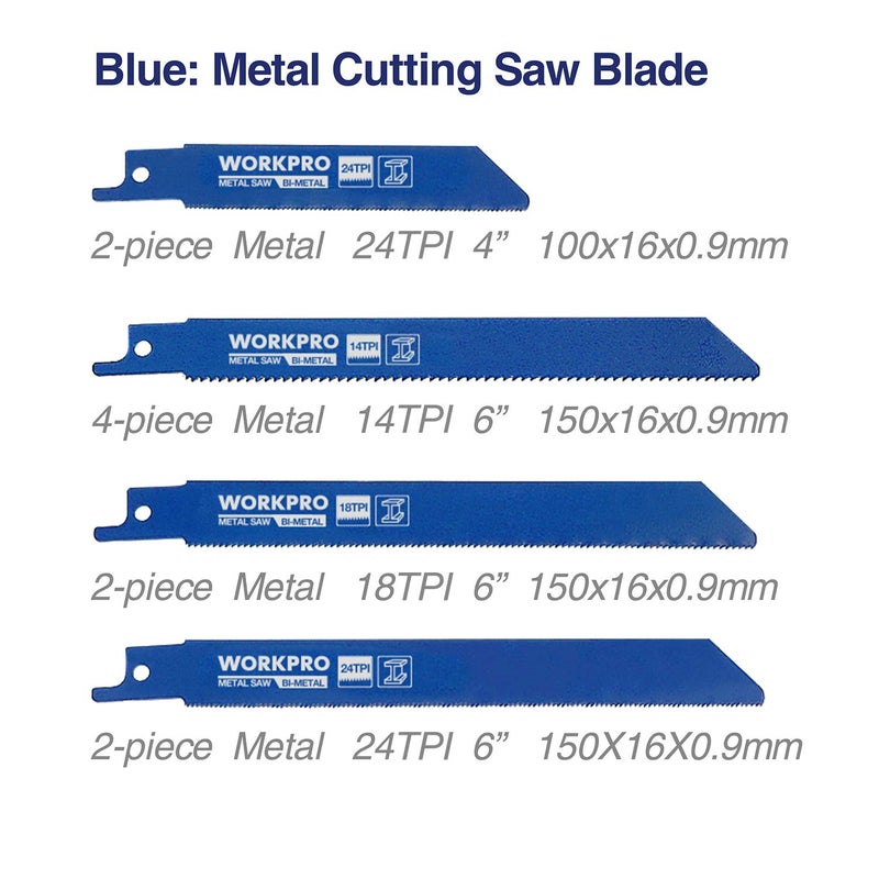 WORKPRO مجموعة شفرات منشار مترددة WORKPRO مكونة من 32 قطعة - شفرات منشار لقطع المعدن/الخشب، شفرات منشار تقليم مع حقيبة تنظيم - Image 2