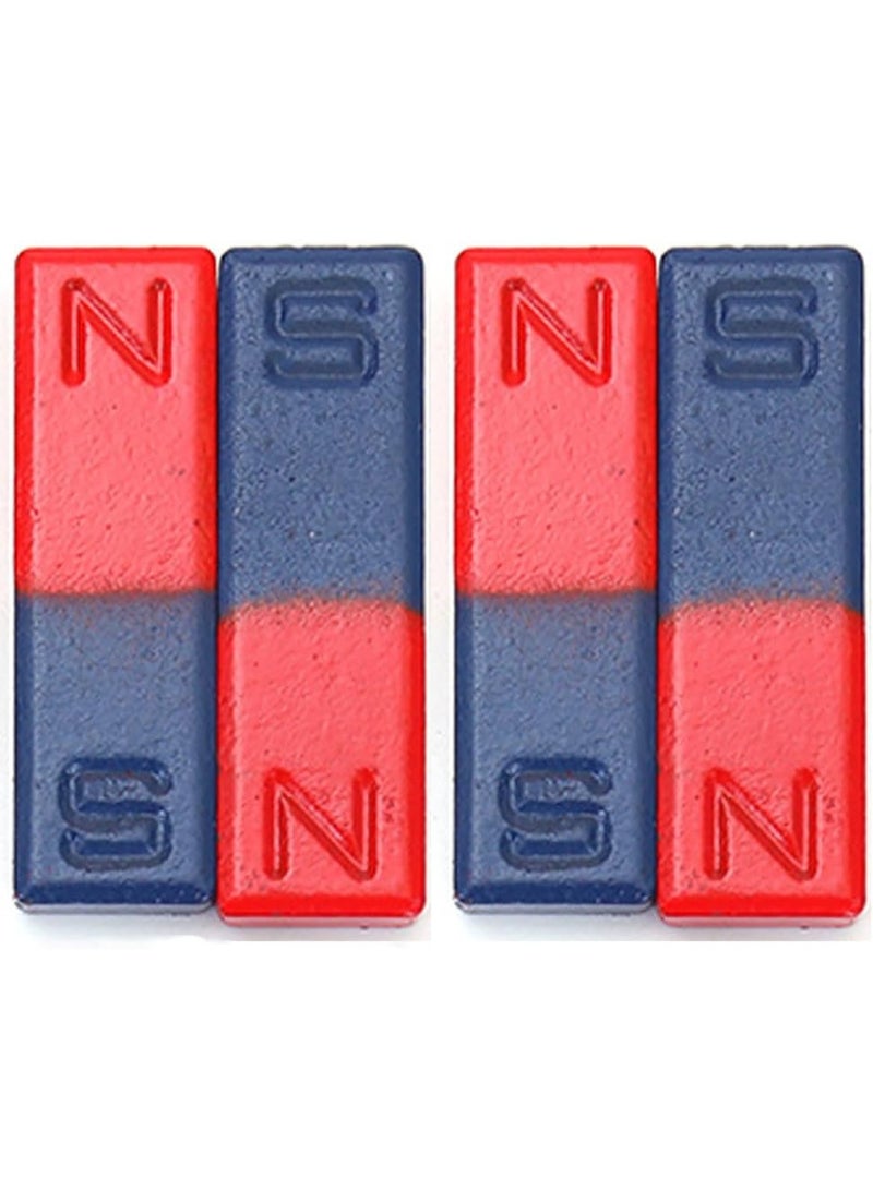 VITION 4 Pack Magnetic Bars Toys for Physics Experiment and Lab Science Education Supplies 50x15mm (Blue/Red) - Image 1