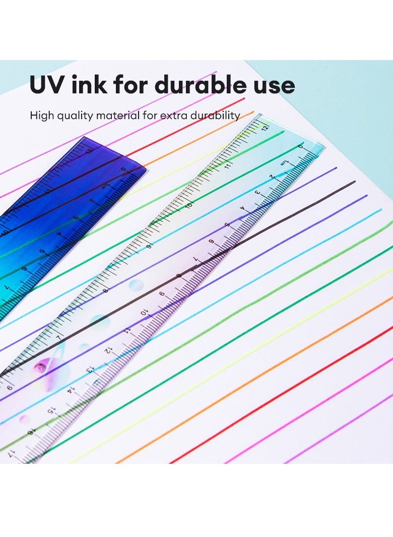 Deli مسطرة أكريليك مكونة من 6 قطع بطول 30 سم بتصميمات متنوعة - Image 3