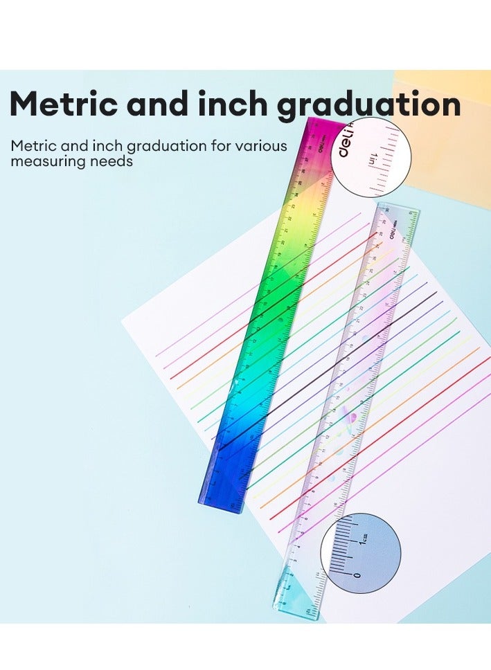 Deli مسطرة أكريليك مكونة من 6 قطع بطول 30 سم بتصميمات متنوعة - Image 4