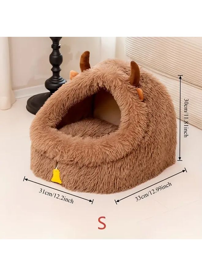 Large 47x41x49 Inch Half Enclosed Cat House All Season Cozy Bed Plush Interior Easy Assembly - Image 4