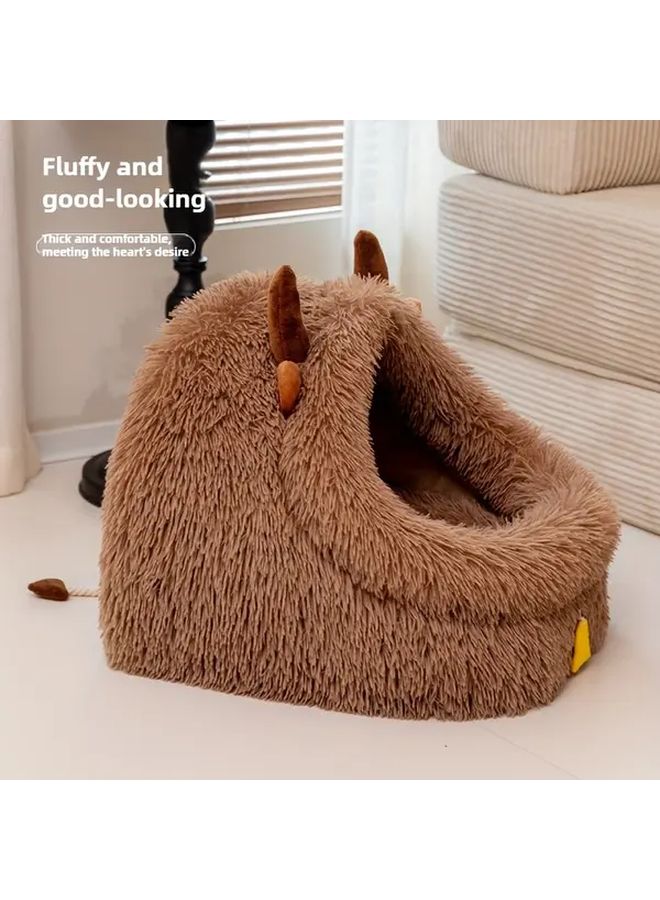 Large 47x41x49 Inch Half Enclosed Cat House All Season Cozy Bed Plush Interior Easy Assembly - Image 5