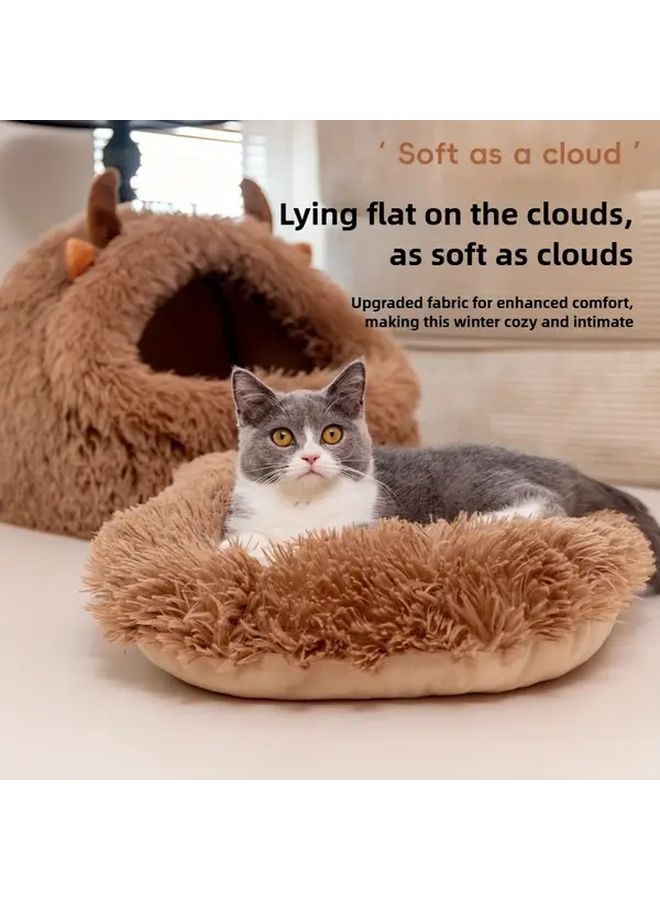 Large 47x41x49 Inch Half Enclosed Cat House All Season Cozy Bed Plush Interior Easy Assembly - Image 3