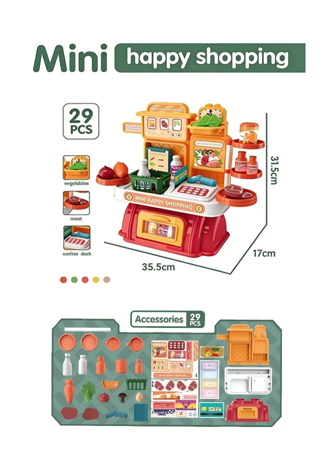 لعبة سوبر ماركت تمثيلية، لعبة تعليمية، إكسسوارات سوبر ماركت منزلية تمثيلية، مجموعة ألعاب لعب الأدوار للأطفال، لعبة آلة حاسبة، لعبة ماكينة تسجيل المدفوعات النقدية، مجموعة ألعاب بيت اللعب، آلة حاسبة، سلة تسوق، طعام، هدية مثالية للأطفال - Image 2