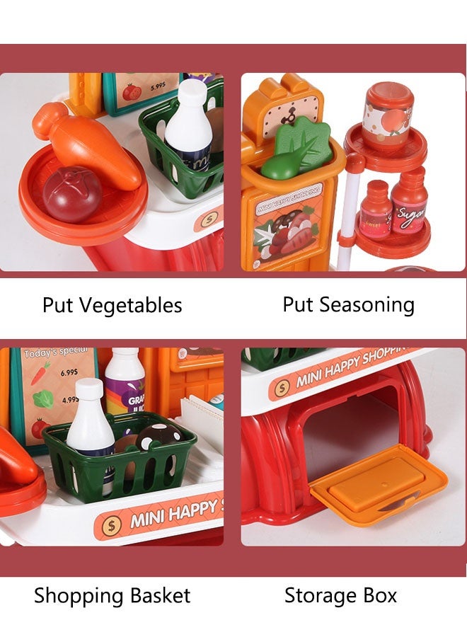 لعبة سوبر ماركت تمثيلية، لعبة تعليمية، إكسسوارات سوبر ماركت منزلية تمثيلية، مجموعة ألعاب لعب الأدوار للأطفال، لعبة آلة حاسبة، لعبة ماكينة تسجيل المدفوعات النقدية، مجموعة ألعاب بيت اللعب، آلة حاسبة، سلة تسوق، طعام، هدية مثالية للأطفال - Image 5