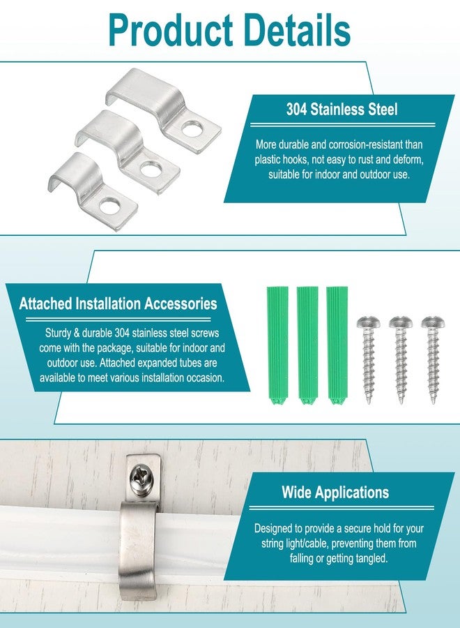 ميكسينيتي MECCANIXITY 30 قطعة من حزام الأنابيب الصلب مناسب لشريط/كابل مقاس 8 × 16 مم، مشبك حزام كابل على شكل حرف U من الفولاذ المقاوم للصدأ بفتحة واحدة لتثبيت الأنابيب والأسلاك والحبال والأنابيب - Image 3