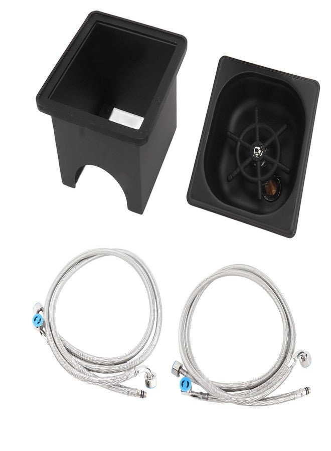 Focket Pitcher Rinser, Stainless Steel Kitchen Sink Glass Rinser with Drain and Drip Tray, Countertop Automatic Cup Washer for Bar, Home, Cafe, Restaurant, Household & Commercial (Black) (Small) - Image 5