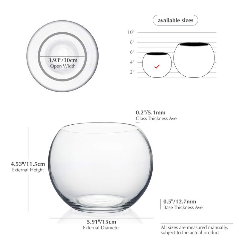 WGVI Wgv Bowl Glass Vase  Diameter 6""  Height 4.5""  Open Width 4""  (Multiple Sizes Choices) Clear Bubble Planter Terrarium Fish Bowl For Wedding Event Home Decor  1 Piece (Vbw0006A) - Image 2