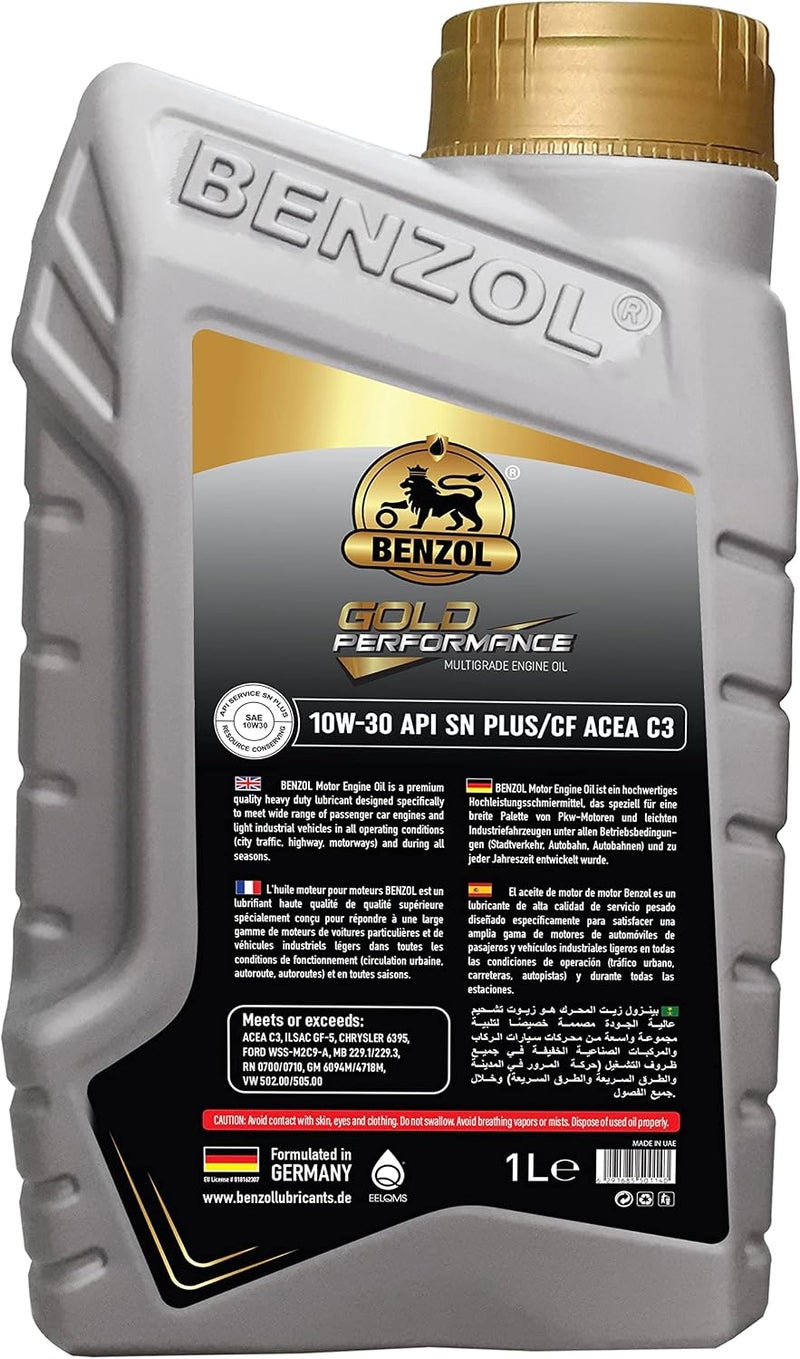 زيت بنزول الاصطناعي للمحركات 10W30 - API SN PLUS/CF - ACEA C3 - حماية فائقة للمحرك (كرتونة من 12 × 1 لتر) - Image 2