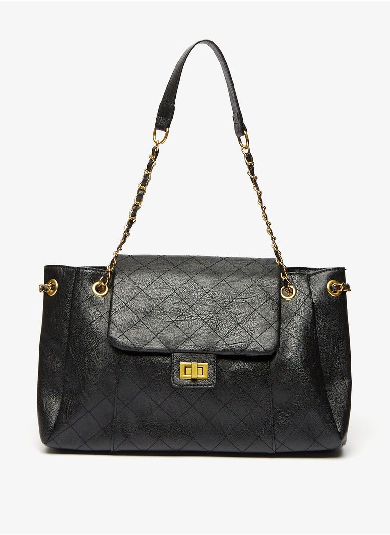 shoexpress - Quilted Shoulder Bag with Metallic Chain Strap - Image 1