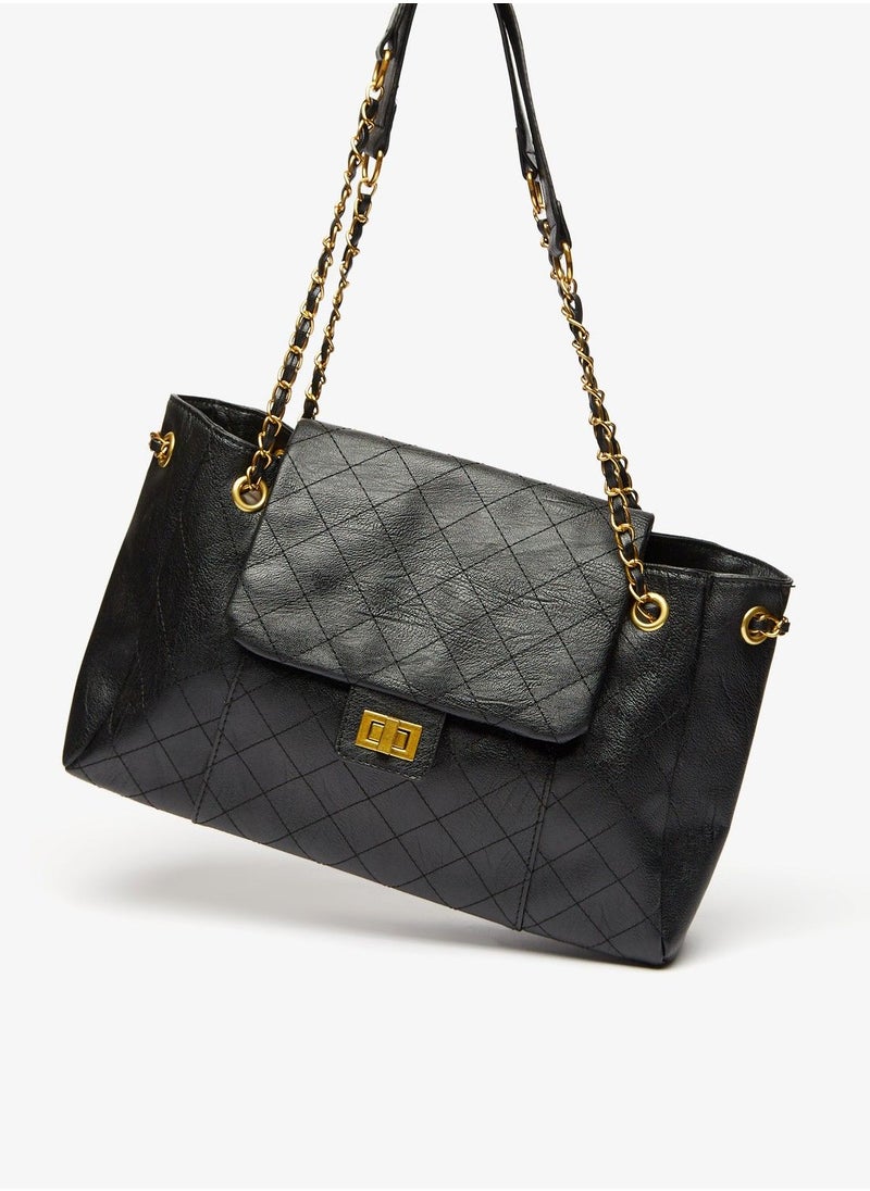 shoexpress - Quilted Shoulder Bag with Metallic Chain Strap - Image 1
