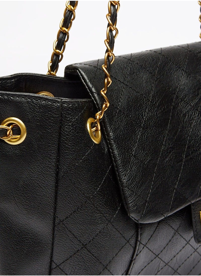shoexpress - Quilted Shoulder Bag with Metallic Chain Strap - Image 1