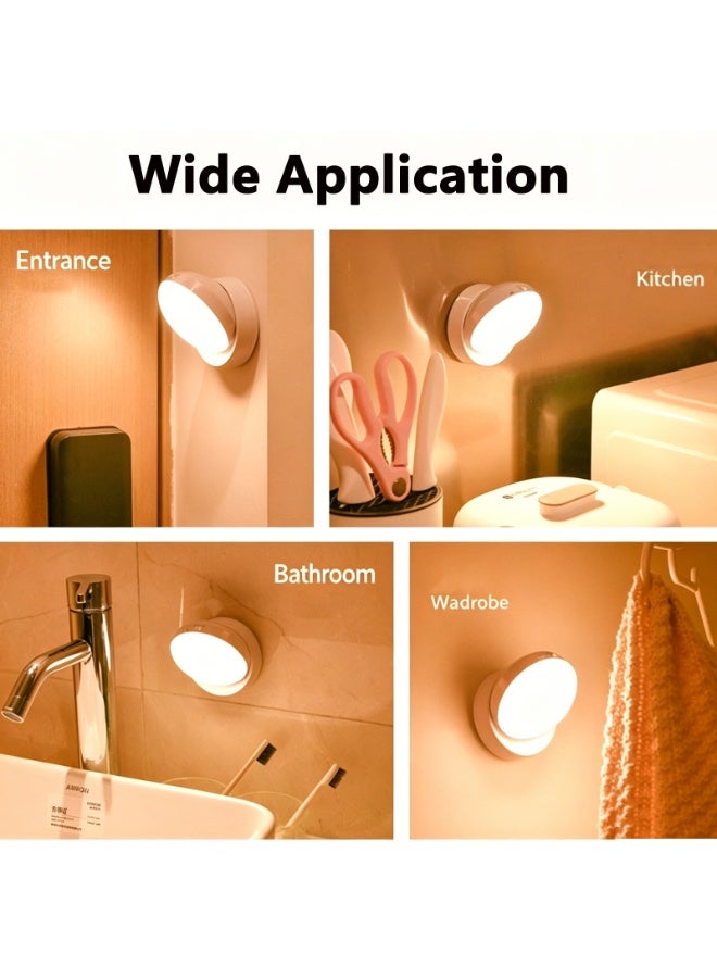 Rechargeable  Magnetic Motion Sensor Night Light, USB Rechargeable  Battery Powered Dual‑Use LED Wall Lamp, 360° Rotatable Stick‑on Wall Light for Bedroom, Stairway, Kitchen, Closet, Hallway, Emergency Lighting - Image 3
