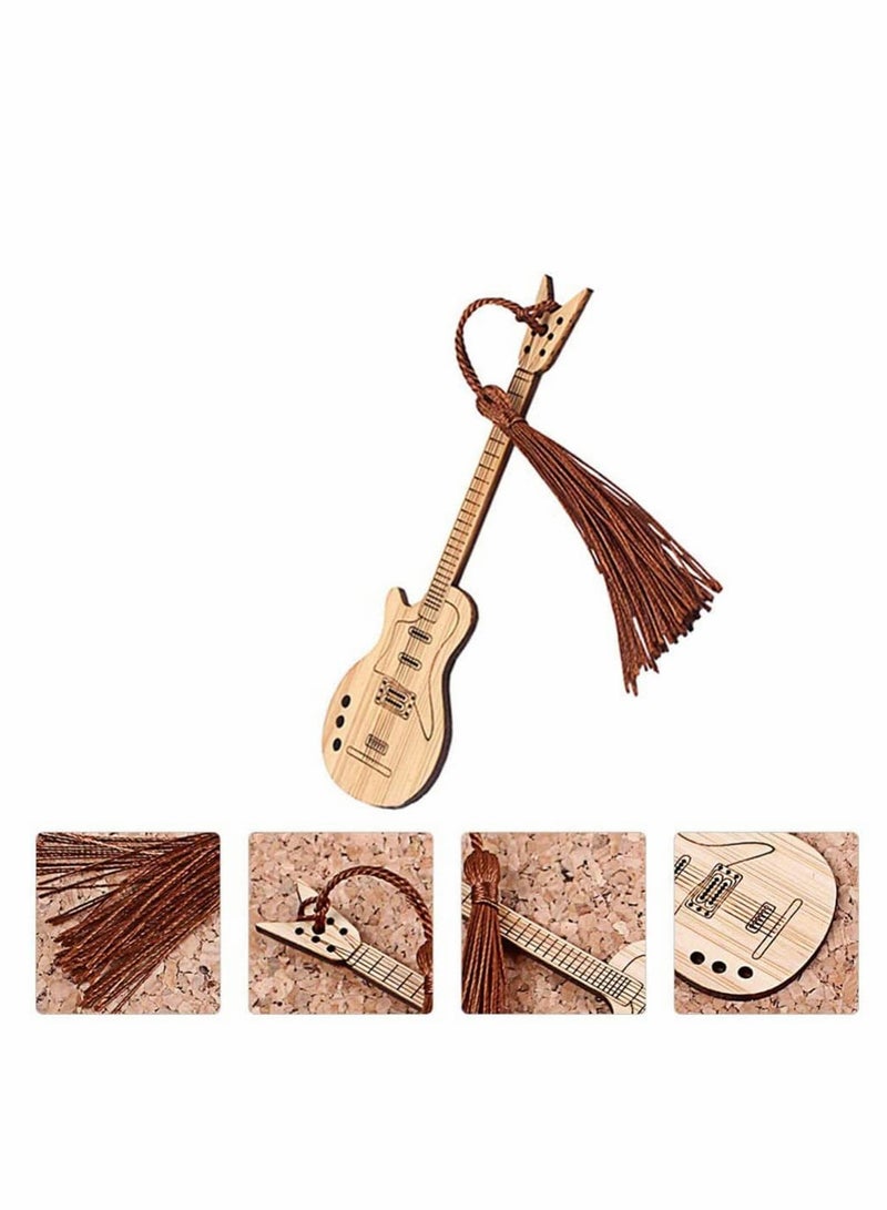 Guitar Shape Book Marker, Wooden Tassel Bookmark Bamboo Bookmark Vintage Personalized Book Marker Art Craft Decor Gift for Birthday - Image 5
