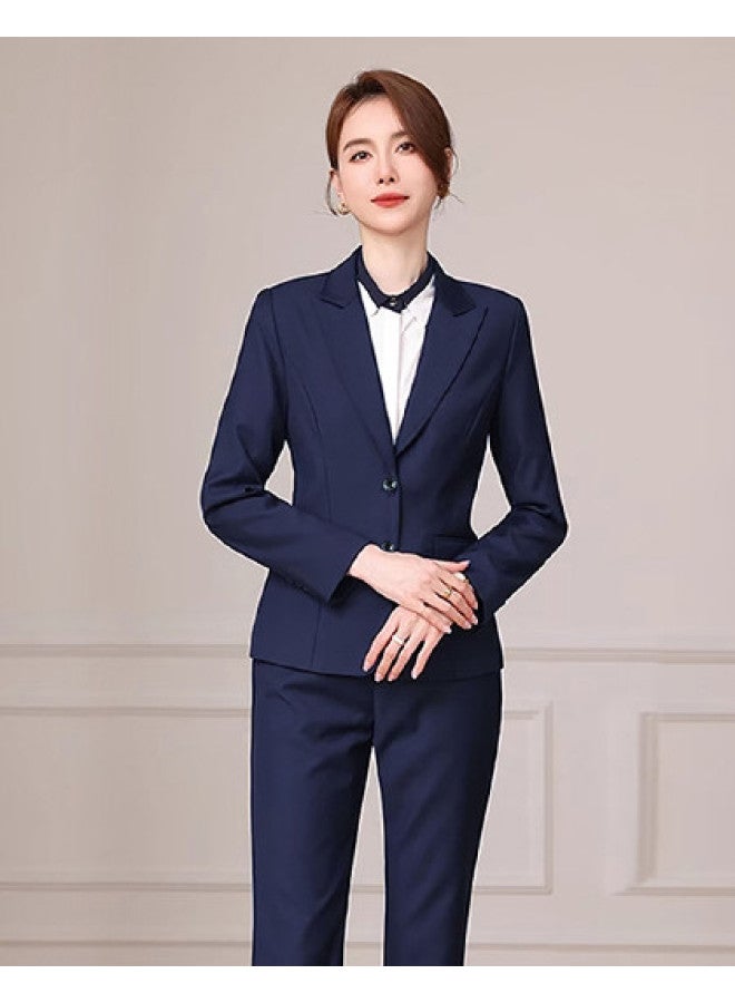 ROMON بدلة نسائية مكونة من قطعتين بأسلوب الأعمال غير الرسمي، ملابس أنيقة ومتعددة الاستخدامات للنساء، بدلة نسائية ضيقة - Image 1